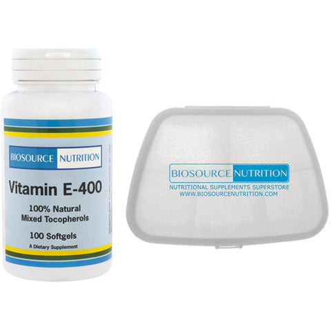 Biosource Nutrition Vitamin E 400 IU 100 Softgels and Pocket Pill Pack - Biosource Nutrition