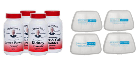 Christopher's Original Formulas Herbal Cleansing Capsule Kit and 4 Biosource Nutrition Pocket Pill Packs - Biosource Nutrition