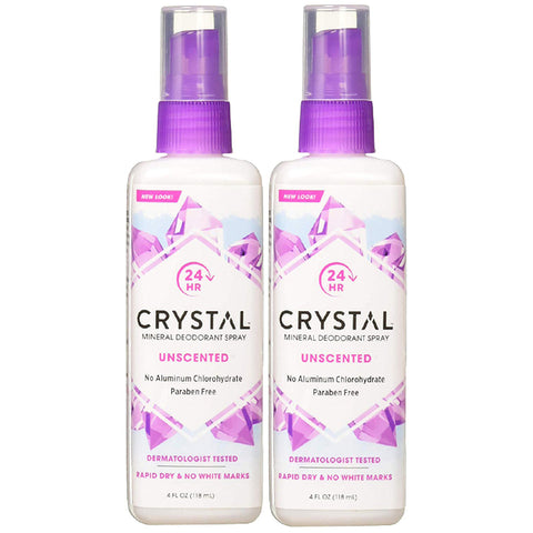 Crystal Mineral Deodorant Spray Unscented 4 fl oz. (2 Pack) - Biosource Nutrition