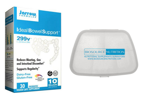 Jarrow Formulas Ideal Bowel Support 299v 30 Veggie Caps and Biosource Nutrition Pocket Pill Pack - Biosource Nutrition