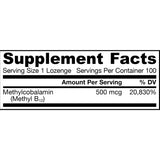 Jarrow Formulas Methylcobalamin (Methyl B-12) 500 mcg 100 Lozenges - Biosource Nutrition