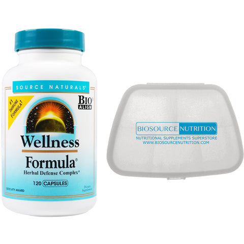 Source Naturals Wellness Formula 120 Capsules and Biosource Nutrition Pocket Pill Pack - Biosource Nutrition