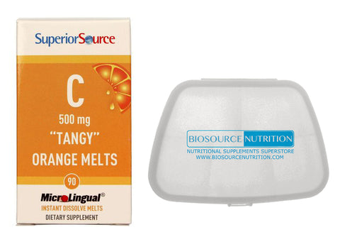 Biosource Nutrition Pocket Pill Pack and Superior Source Vitamin C 500 mg Tangy Orange Melts 90 MicroLingual Tablets - Biosource Nutrition