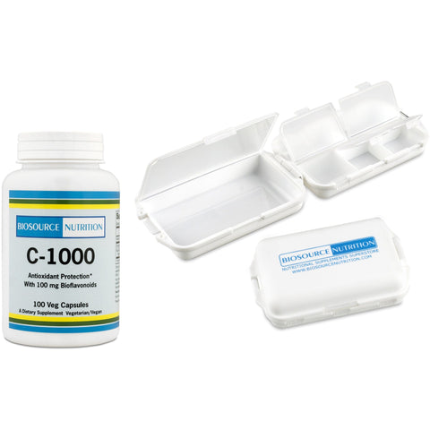 Biosource Nutrition C-1000 Capsules and Pocket Pill Box - Biosource Nutrition