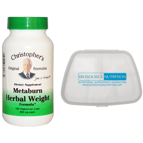 Christopher's Original Formulas Metaburn Herbal Weight Formula 100 Capsules and Biosource Nutrition Pocket Pill Pack - Biosource Nutrition