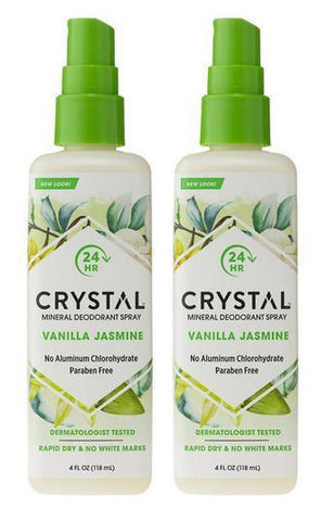 Crystal Essence Mineral Deodorant Spray Vanilla Jasmine 4 fl. oz. (118 ml) (2 Pack) - Biosource Nutrition