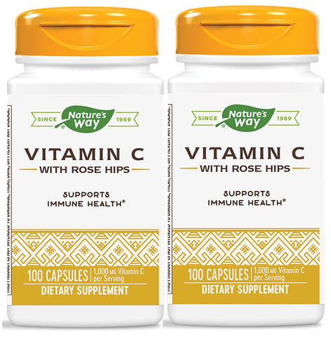 Nature's Way Vitamin C 500 with Rose Hips 100 Capsules (2 Pack)