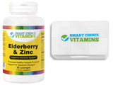 Smart Choice Vitamins Elderberry & Zinc 30 Lozenges and Pocket Pill Box - Biosource Nutrition