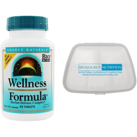 Source Naturals Wellness Formula 45 Tablets and Biosource Nutrition Pocket Pill Pack - Biosource Nutrition
