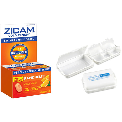Zicam Rapidmelts 25 Tablets and Biosource Nutrition Pill Box - Biosource Nutrition